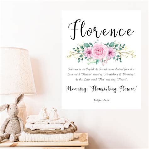 Florence Name Meaning Printable With Pink Floral Design, Florence ...