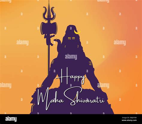 Happy Maha Shivaratri with silhouette of Lord Shiva. for card, background, poster, banner ...