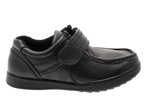 Kids Boys Black School Shoes Faux Leather Adjustable Straps Childrens ...