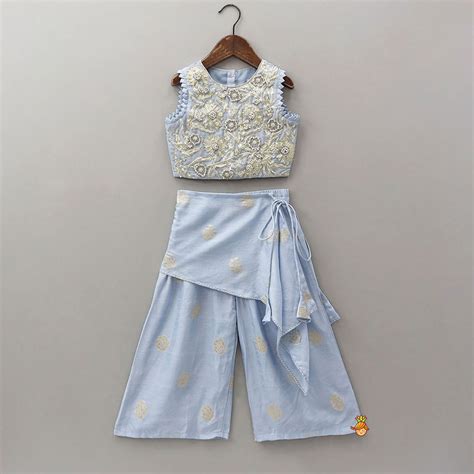 Pre Order: Gota Work Top And Drape-Style Palazzo