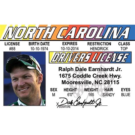Dale Earnhardt Jr Novelty Drivers License / Fake I.D. Identification ...