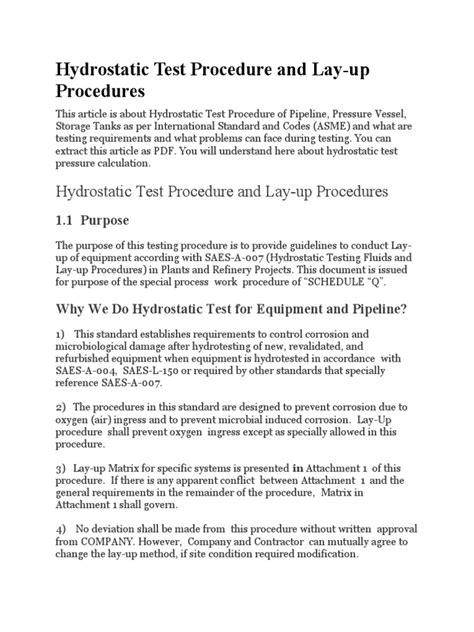 Image result for Hydrostatic Testing Procedure