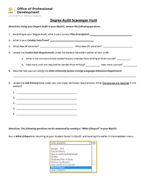 Degree Audit Scavenger Hunt-2 - Degree Audit Scavenger Hunt Directions ...