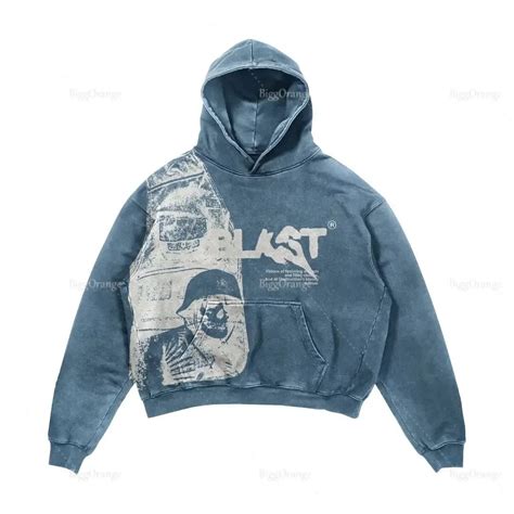 Blue Graphic Hoodie | Baggy Clothes
