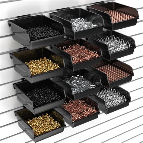 Amazon.com: 12 Pack Slatwall Bins with Hooks Plastic Slatwall Organizer ...
