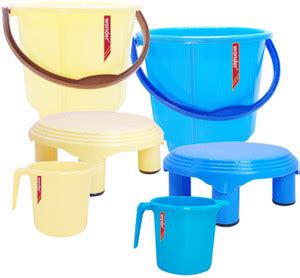 Wonder Plastic Prime Bucket Mug Combo Set, 2 Pcs Bucket 18 Ltr & 2 Pcs ...