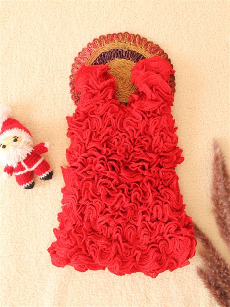 Newborn Ruffled Winterwear Girl Dress - Red