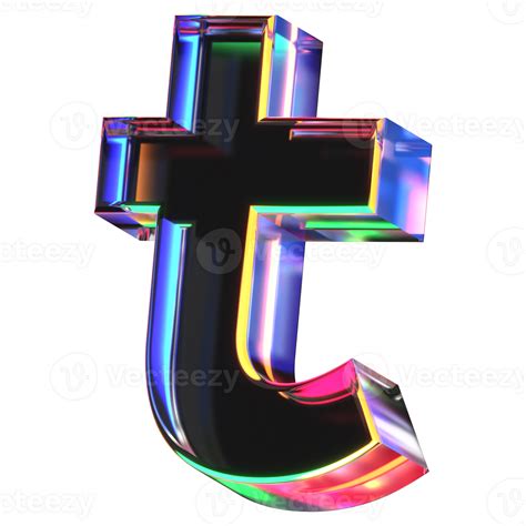 3D icon of a glass character lower case t 56250097 PNG