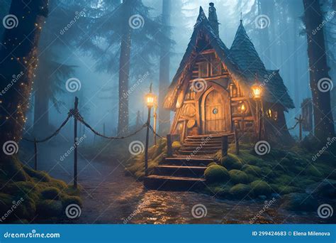 Baba Yaga S Hut in an Enchanted Forest Stock Image - Image of landscape ...