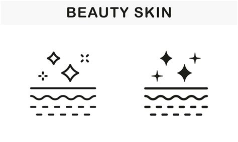 Beauty and Clean Skin Line and Silhouette Black Icon Set. Healthy ...