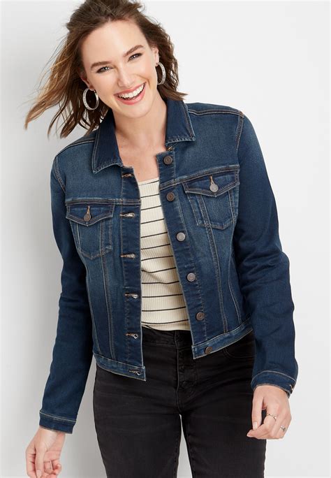 super soft dark wash denim jacket | Dark wash denim jacket, Blue denim ...