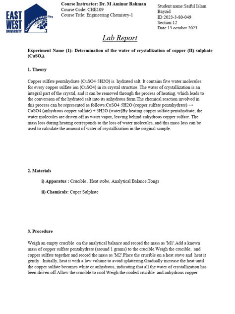 Image result for Basic Lab Report Format