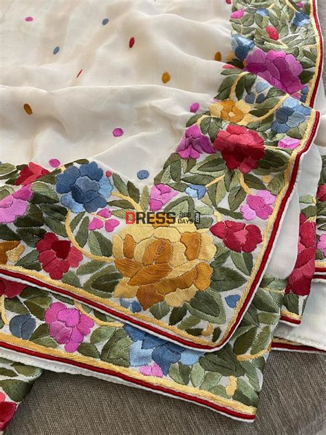 Pre Order Ivory White Crepe Silk Parsi Gara Saree – Dress365days