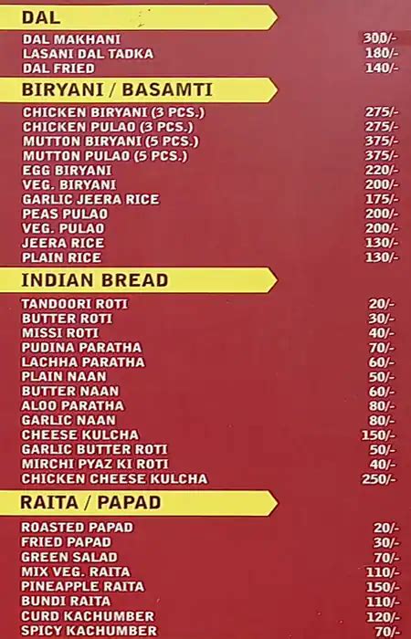 Menu at Novelty's Mini Punjab Restaurant, Nagpur, Shop No 5
