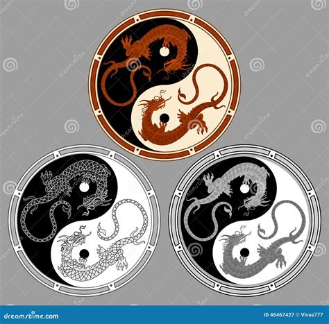 Dragon the yin yang stock vector. Illustration of japanese - 46467427