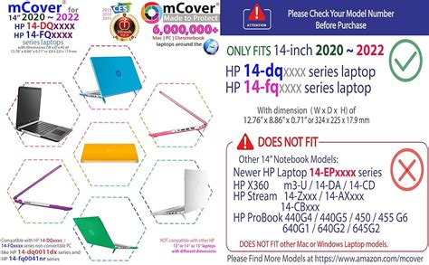 mCover Hard Shell Case for 2020 14" HP Pavilion 14-DQxxxx Series (NOT ...