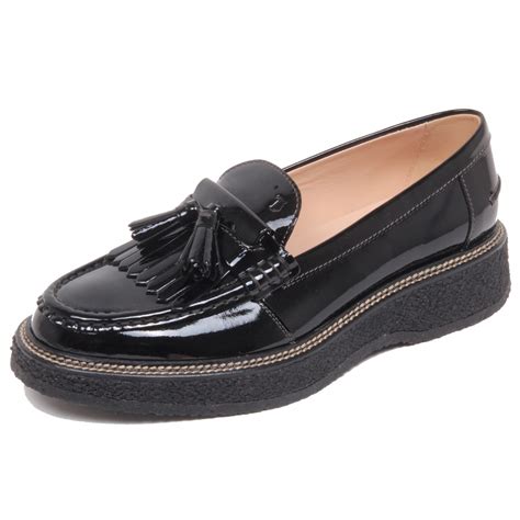 F7134 mocassino donna black TOD’S scarpe patent loafer shoe woman