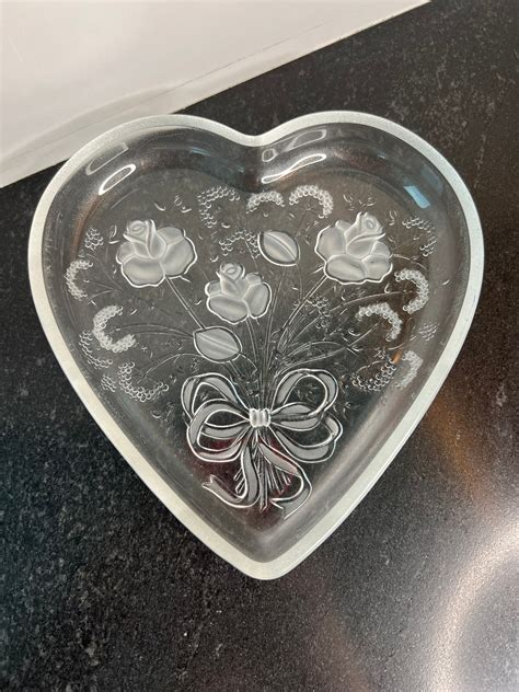 Vintage Mikasa Heart Shaped Dish - Vintage Mikasa Etched Crystal Ring ...