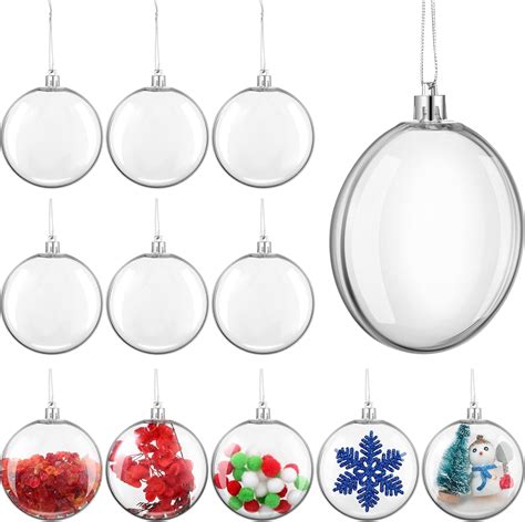 Amazon.com: 12 Pcs 3.15 Inch Christmas Clear Ornaments for Crafts ...