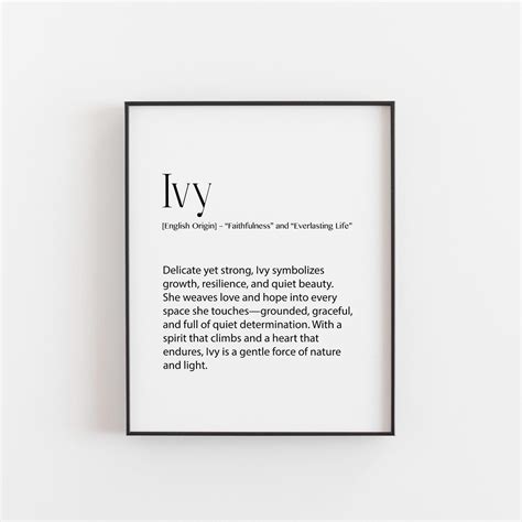 Ivy Name Meaning Print - Botanical Wall Art - Faithful & Strong Poster ...