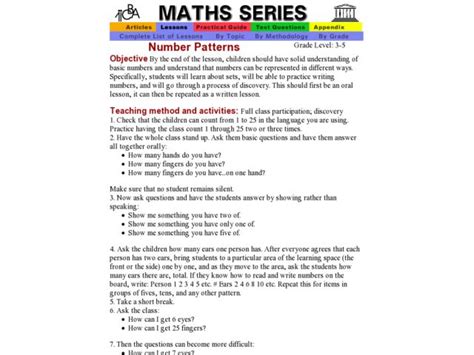 Image result for Numerical Patterns Lesson Plan