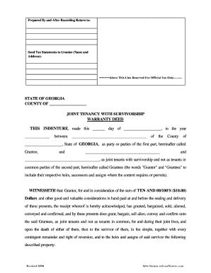 Georgia Joint Tenancy Warranty Deed - Fill Out, Sign & Share Online ...
