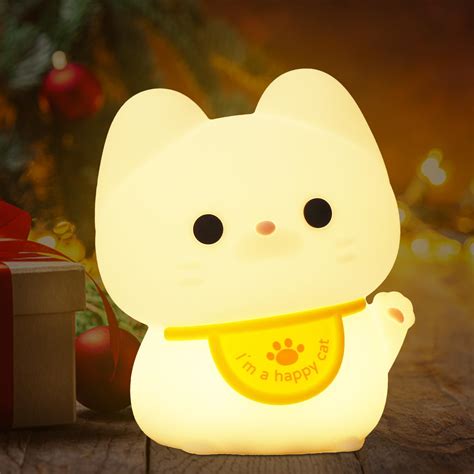 Anywin Cute Cat Silicone Night Light, Cat Lamps, Dimmable Nursery ...
