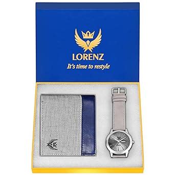 LORENZ Leather Luxury Analogue Men's Watch(Grey Dial Gray Colored Strap ...