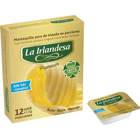 Mantequilla irlandesa en porciones 12 unidades estuche 120 g · LA ...
