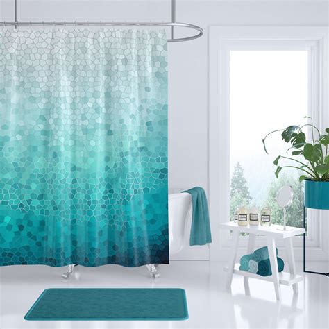 Sea Foam Shower Curtain Coastal Mosaic fabric aqua | Etsy | Blue ...