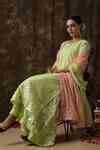Buy Green Cotton Embroidered Kurta Sharara Set For Women by Maison ...