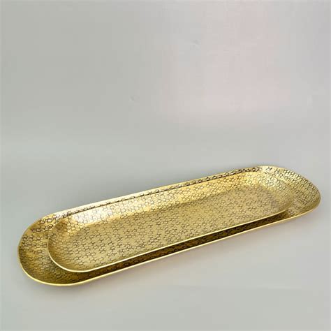 Rect Oval Hammered Platter - Ela Gold – Faaya Gifting