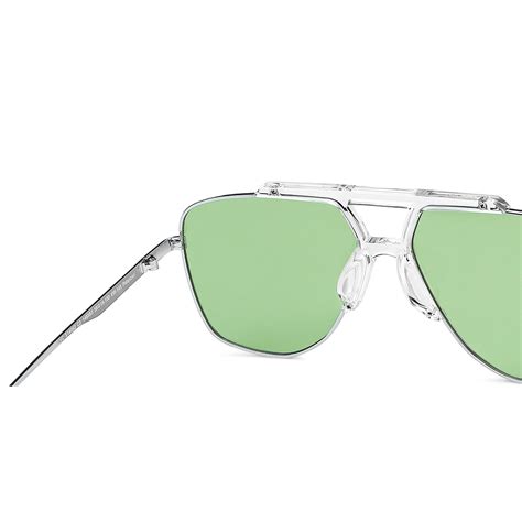 Buy Silver Transparent Green Solid Full Rim Aviator Vincent Chase ...