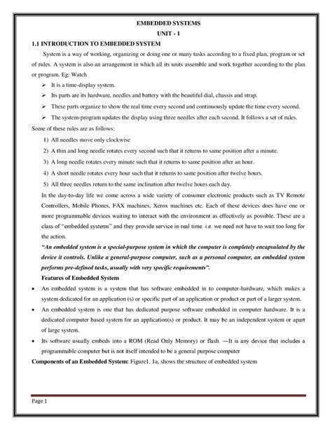 UNIT-1 - Embedded Systems - EMBEDDED SYSTEMS UNIT - 1 1 INTRODUCTION TO ...