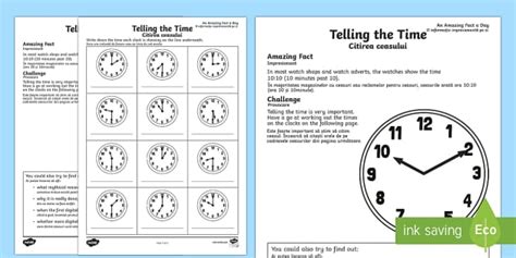 Fișă cu ceasul în engleză | Resurse Twinkl România