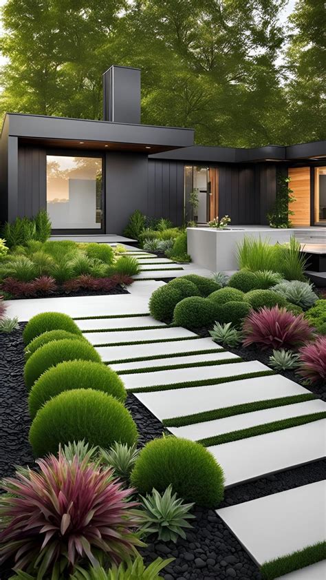 24 All-Season Modern Front Yard Landscaping Ideas for Continuous Beauty ...