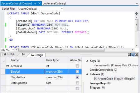Image result for SQL Table Design Visual Studio