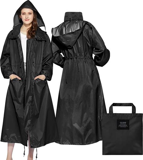 Amazon.com: LAMA Womens Long Raincoats Rain Jacket Waterproof Packable ...
