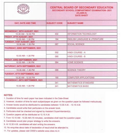 Exam CBSE Date Sheet 2021: 10th & 12th Improvement & Compartment Exam