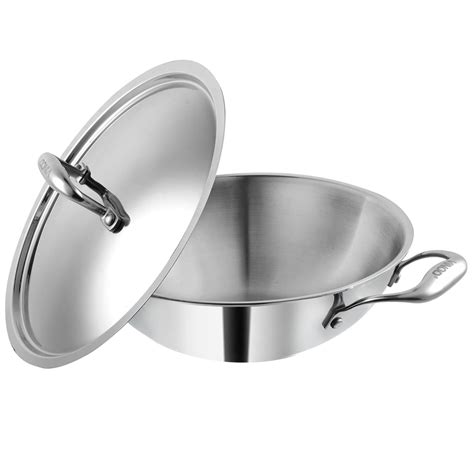Vinod Platinum Triply Stainless Steel Kadai with Stainless Steel Lid 2. ...