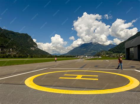Premium Photo | Helicopter landing pad at mollis airfield