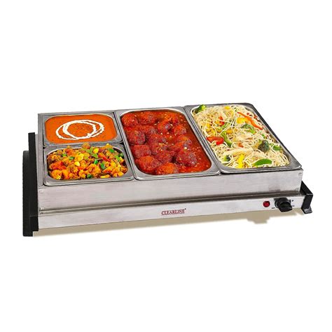 Clearline Stainless Steel Food Warmer Buffet Server(2x2.5L,2x1.25L ...