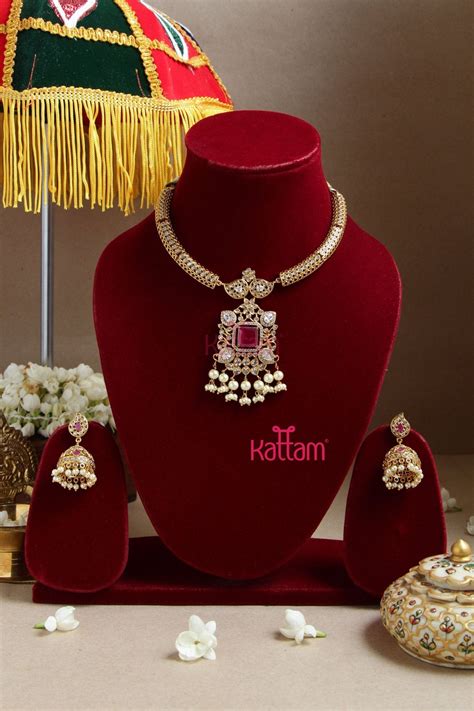 Venba - AD Ruby Block Hasli Choker - Kattam