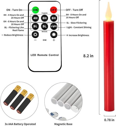 Buy Window Candles Flickering Battery Operated with Remote and Timer, 6 ...