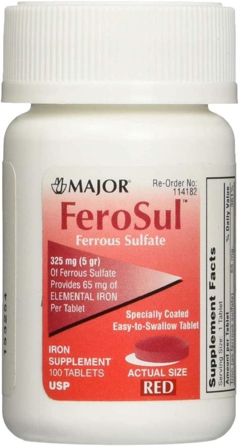Major FeroSul Tablets, 325 mg, Red, 100 Count - Walmart.com