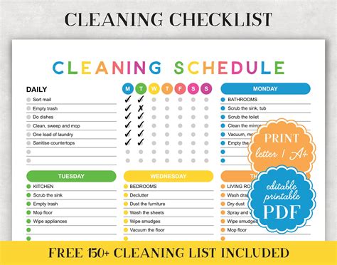 Free Printable Weekly Cleaning Schedule Checklist - Printables for Everyone