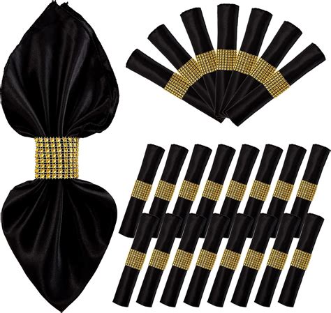 Amazon.com: Black Cloth Napkins and Napkin Rings Set of 24, 48Pcs ...