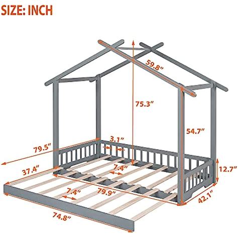 Extending House Bed Wooden Daybed Frame with Roof | Ubuy India