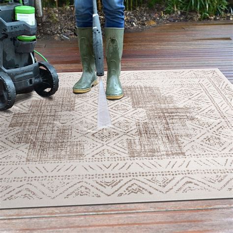 World Rug Gallery 5 X 7 (ft) Beige Indoor/Outdoor Area Rug 4029BEIGE5X7 ...