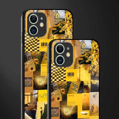 Black Yellow Aesthetic Collage Phone Cover for iPhone 11 | Glass Case ...